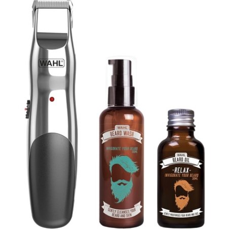 Wahl Beard Trimmer Gift Set for Men with Beard Oil, Beard Wash, Facial Hair Shampoo - Male Grooming Kit