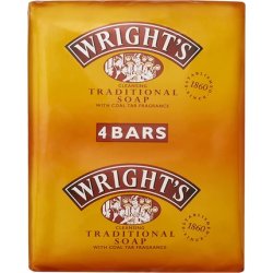 Wright's Traditional Soap 100g Bars with Coal Tar Fragrance - Pack of 4
