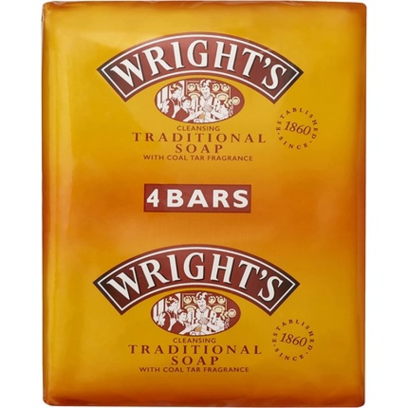 Wright's Traditional Soap 100g Bars with Coal Tar Fragrance - Pack of 4