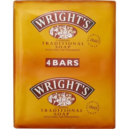 Wright's Traditional Soap 100g Bars with Coal Tar Fragrance - Pack of 4