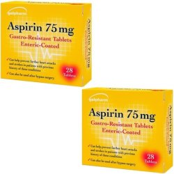 Aspirin 75mg Tablets Gastro Resistant Pain Relief Enteric Coated 56 Tablets
