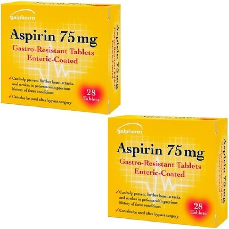 Aspirin 75mg Tablets Gastro Resistant Pain Relief Enteric Coated 56 Tablets