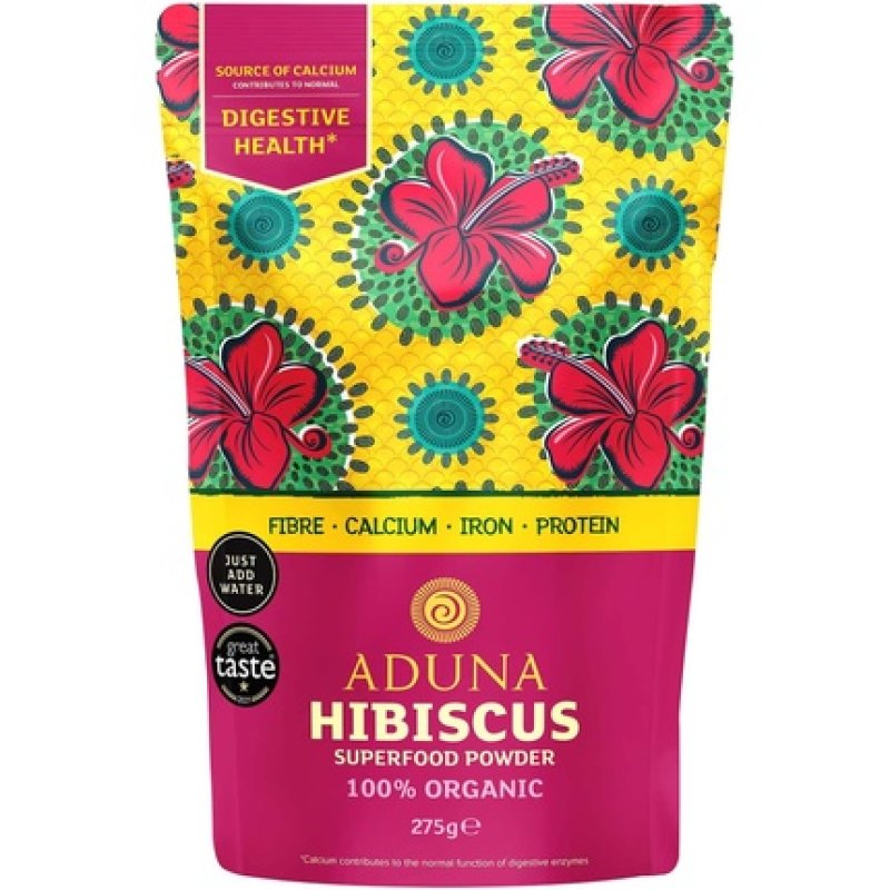 Aduna Hibiscus Powder Certified Organic 100% Natural Flower Powder for Hair Skin Gut Health 275g Resealable and