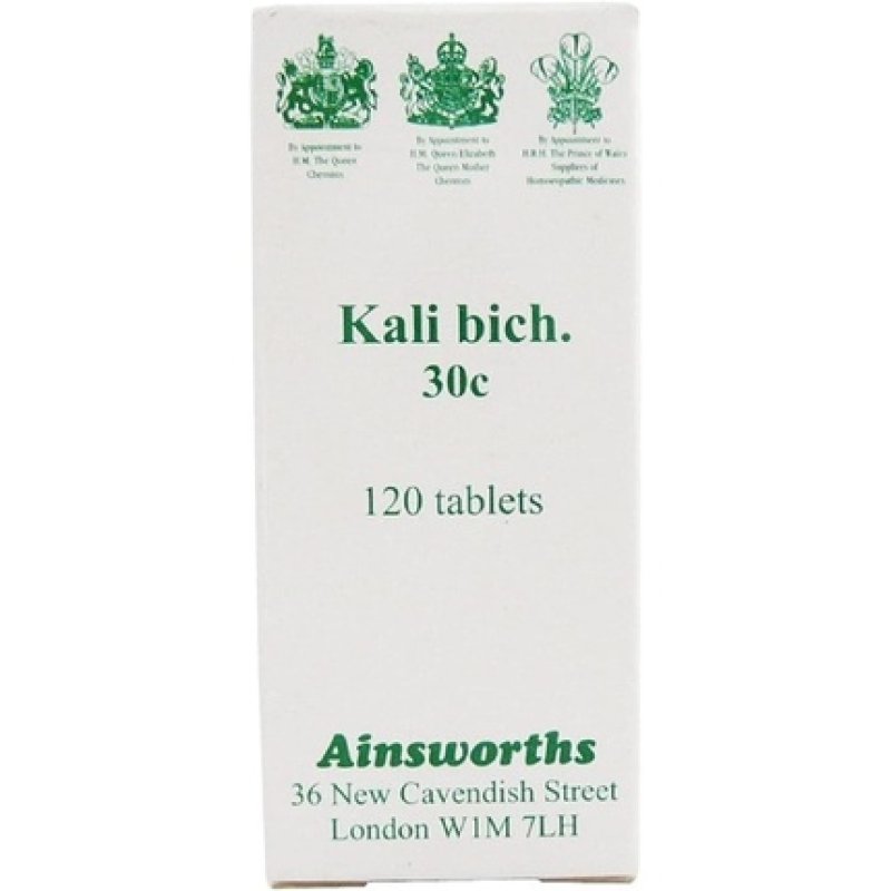 Ainsworths 30C Kali Bich Homoeopathic Remedy 120 Tablets