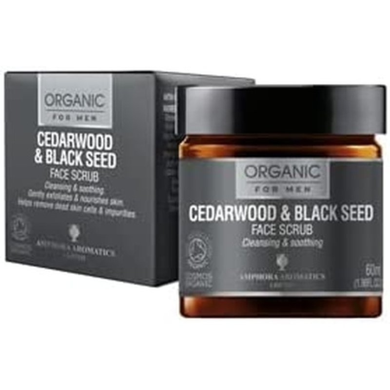Amphora Aromatics Cedarwood & Black Seed Face Scrub for Men COSMOS Organic 60ml
