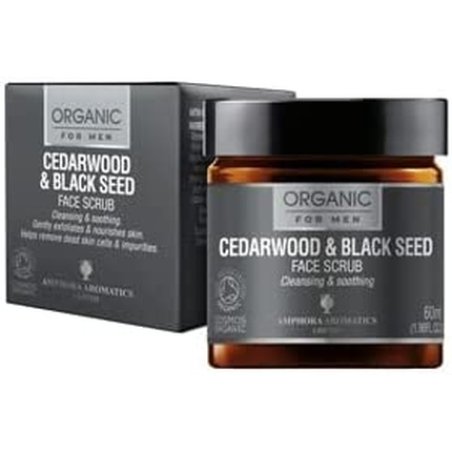 Amphora Aromatics Cedarwood & Black Seed Face Scrub for Men COSMOS Organic 60ml