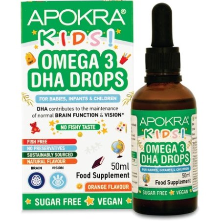 Omega 3 Vegan DHA Drops for Kids 50ml - No Fishy Taste - Preservative Free