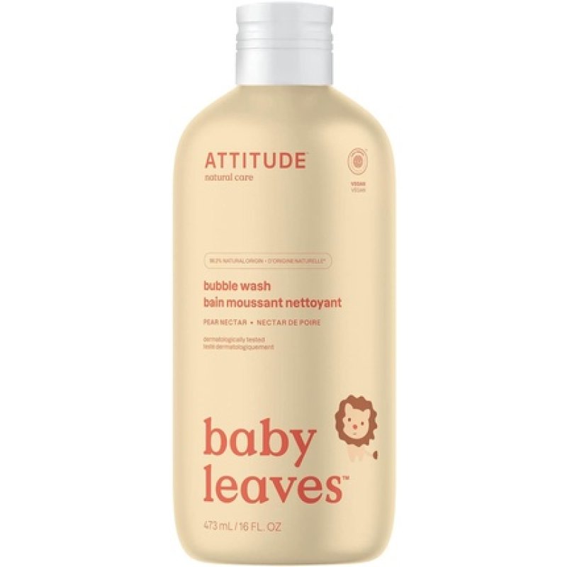 ATTITUDE 2-in-1 Bubble Wash Hair Shampoo and Body Soap for Baby Pear Nectar 473mL