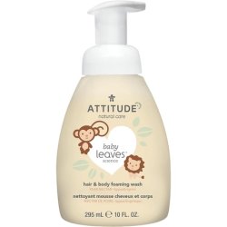 ATTITUDE 2-in-1 Foaming Shampoo and Body Wash for Baby Plant and Mineral-Based Formula Pear Nectar 295mL