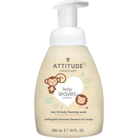 ATTITUDE 2-in-1 Foaming Shampoo and Body Wash for Baby Plant and Mineral-Based Formula Pear Nectar 295mL