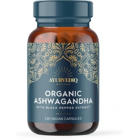 Ayurvediq Wellness Organic Ashwagandha With Black Pepper Extract 650mg 120 Capsules