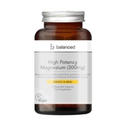 High Potency Magnesium 300mg 30 Veggie Caps - Reusable Bottle