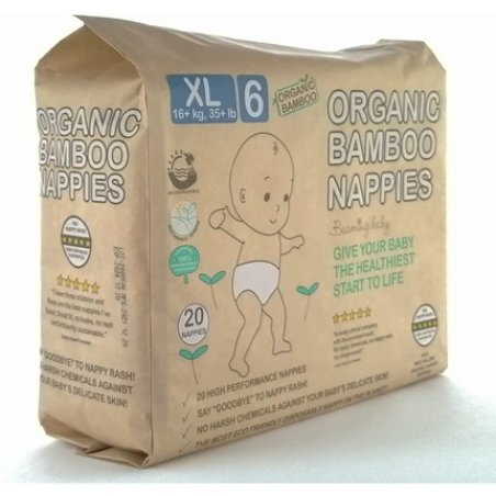 Beaming Baby Organic Bamboo Nappies Size 6, Xl, 1 Pack Of 20 Bamboo Eco Nappies