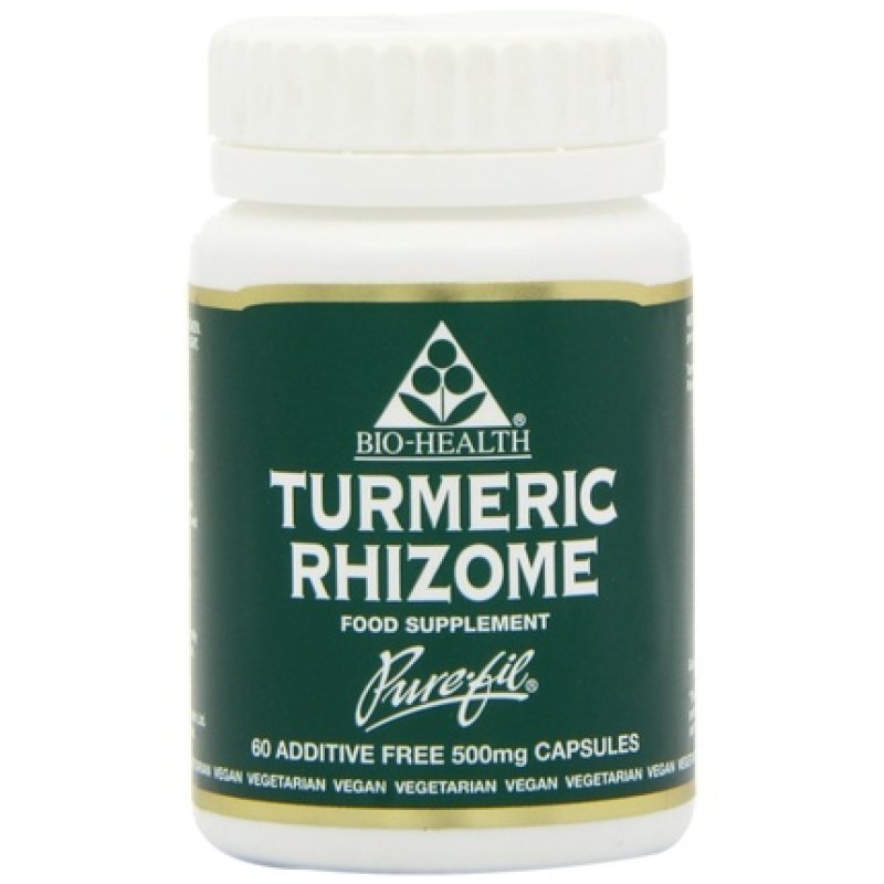 Bio-Health 500mg Turmeric Rhizome Powdered - Pack Of 60 Capsules