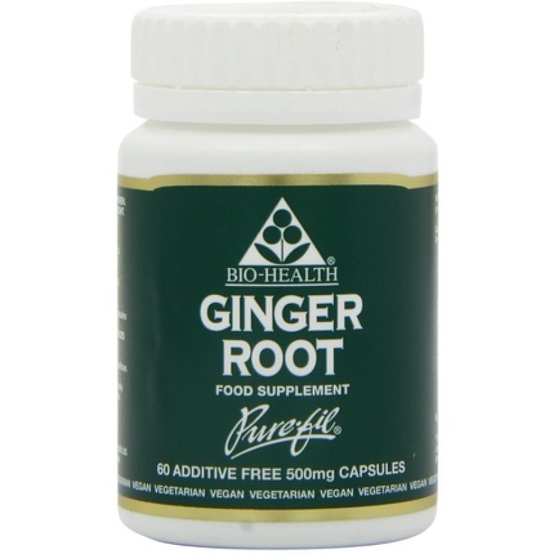 Bio-Health 500mg Ginger Root Powdered - Pack Of 60 Capsules