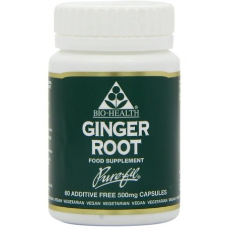 Bio-Health 500mg Ginger Root Powdered - Pack Of 60 Capsules
