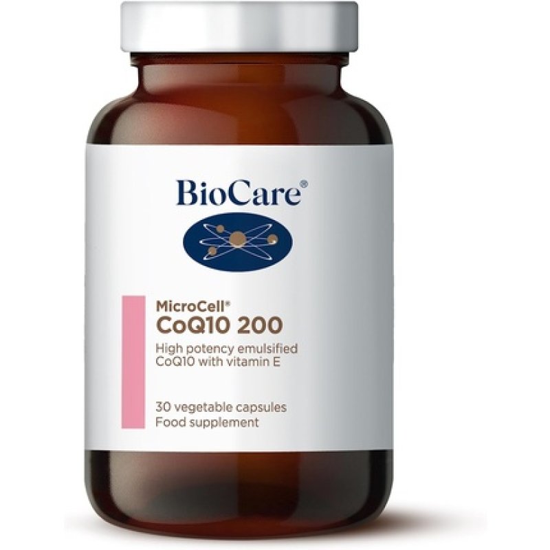 BioCare Microcell CoQ10 200 High Potency Emulsified Co-Enzyme Q10 Complex with Vitamin E 30 Capsules