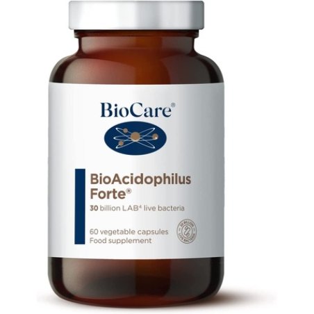 BioCare BioAcidophilus Forte Vegetable Capsules 30 Billion LAB4 Live Bacteria 60 Capsules