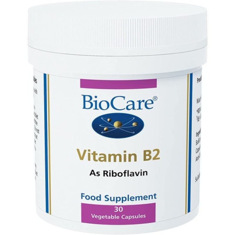 BioCare Vitamin B2 Riboflavin Vegetable Capsules for Energy and Nervous Support 30 Capsules