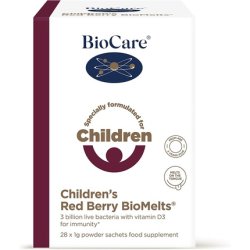 BioCare Children's Red Berry BioMelts with Vitamin D and 3 Billion Live Bacteria 28 x 1g Sachets