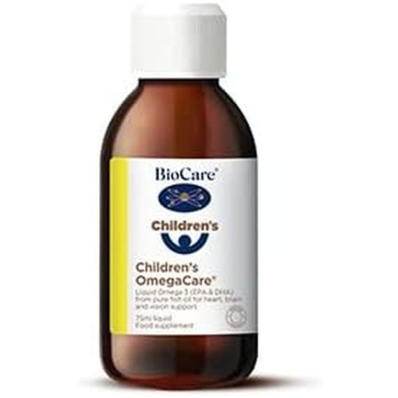 BioCare Children's OmegaCare Liquid Omega 3 Fish Oil for Heart Brain and Vision Support Orange Flavoured 75ml