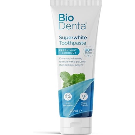 BioDenta Whitening Toothpaste Coconut Mint 75ml - 98% Natural Vegan Vegetarian and Halal Friendly Free from SLS PEG