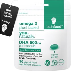 DHA Supplements Omega 3 1000mg Algae Oil DHA 500mg Capsule 1-A-Day EU Certified Brain & Eye Health Double Concentrated