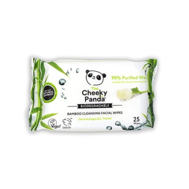 The Cheeky Panda Bamboo Makeup Remover Wipes with Rose Scent 25 Face Cleansing Wipes