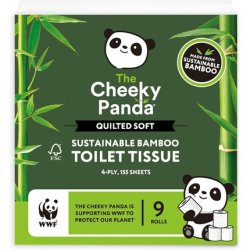 The Cheeky Panda Bamboo 4 Ply Quilted Toilet Roll 9 Rolls Super Soft