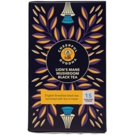 Cheerful Buddha Lion's Mane Mushroom Black Tea Alleviating Caffeine Jitters Supports Focus Provides Mellower Energy
