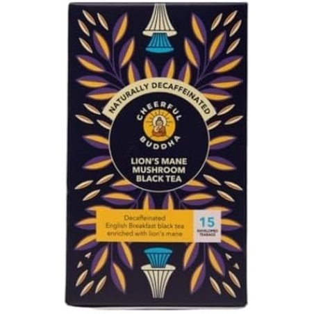 Cheerful Buddha Decaffeinated Lion's Mane Tea 500mg Of Lion's Mane And Premium Black Tea 15 Individually Wrapped Tea