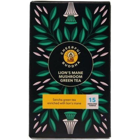 Cheerful Buddha Lion's Mane Green Tea 500mg Fruiting Body Antioxidants Balanced Energy Boost Mood Focus