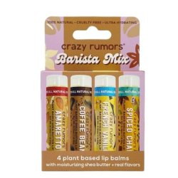 Crazy Rumors Barista Mix Multi Pack Lip Balm Stick Set for Dry Lips - Pack of 4