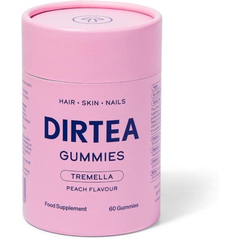 Dirtea Tremella Mushroom Gummies 60 Gummies 3000mg Serving Vegan Natural Sugar Free Vitamin C Biotin Hair Nail Skin