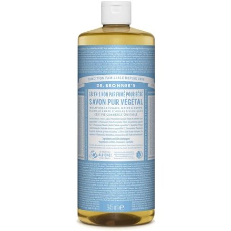 Dr. Bronner Magic Soaps Pure Castile Soap 18-in-1 Hemp Unscented Baby-Mild 32oz Bottles
