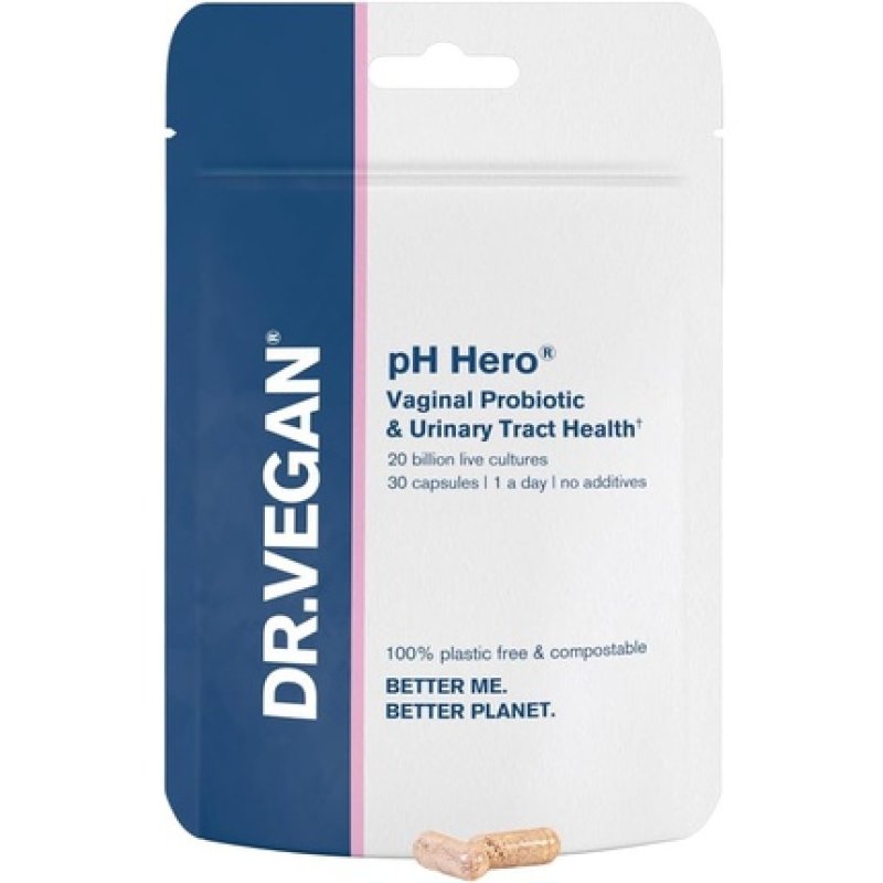 DR.VEGAN pH Hero Supports Balanced Vaginal Flora 50bn CFU Cranberry Sea Buckthorn Prevents UTIs and Infections