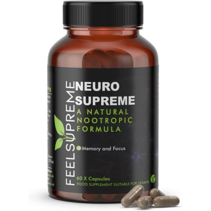 Neuro Supreme Nootropic Formula Brain Supplement 60 Capsules - 100% Natural with 24 Premium Ingredients