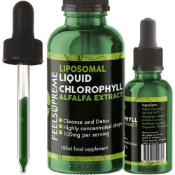 Liquid Chlorophyll Drops Natural Energy Booster and Immune Support 100mg - Nature's Green Energy Drink and Natural
