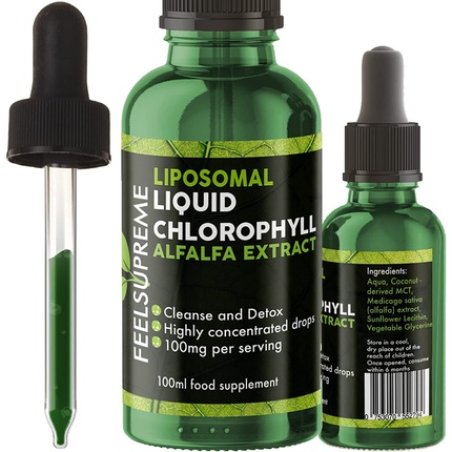 Liquid Chlorophyll Drops Natural Energy Booster and Immune Support 100mg - Nature's Green Energy Drink and Natural