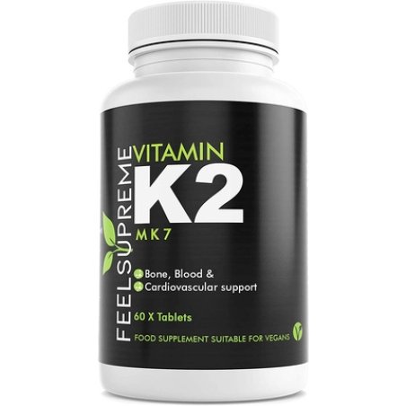 Vitamin K2 MK7 100mcg High Strength Tablets 60 Count - 2 Month Supply Natural Vegan Supplement for Bone and Heart Health
