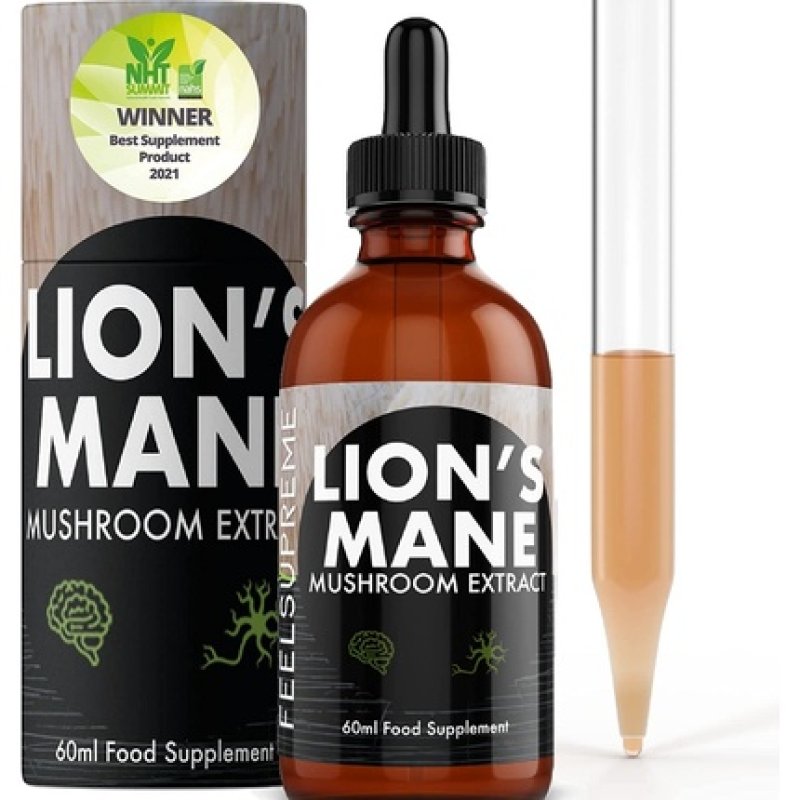 Feel Supreme Lions Mane Mushroom Liquid 12000mg Super High Strength Natural Extract for Anxiety Relief Focus Memory