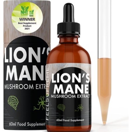 Feel Supreme Lions Mane Mushroom Liquid 12000mg Super High Strength Natural Extract for Anxiety Relief Focus Memory