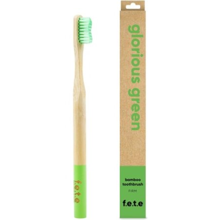 f.e.t.e Glorious Green Bamboo Toothbrush Biodegradable Compostable Handle Recyclable Firm Bristles Sustainable Vegan 1