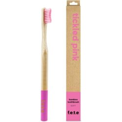 f.e.t.e Tickled Pink Bamboo Toothbrush Biodegradable Compostable Handle Recyclable Soft Bristles Sustainable Vegan 1