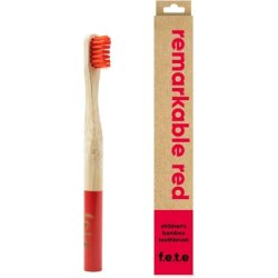 f.e.t.e Remarkable Red Children's Bamboo Toothbrush Biodegradable Compostable Handle Recyclable Soft Bristles