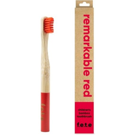 f.e.t.e Remarkable Red Children's Bamboo Toothbrush Biodegradable Compostable Handle Recyclable Soft Bristles
