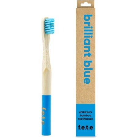 f.e.t.e Brilliant Blue Children's Bamboo Toothbrush Biodegradable Compostable Handle Recyclable Soft Bristles