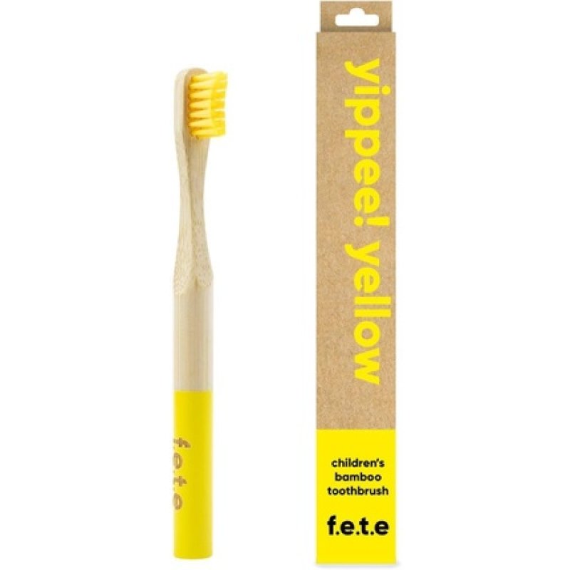 f.e.t.e Yippee Yellow Children's Bamboo Toothbrush Biodegradable Compostable Handle Recyclable Soft Bristles