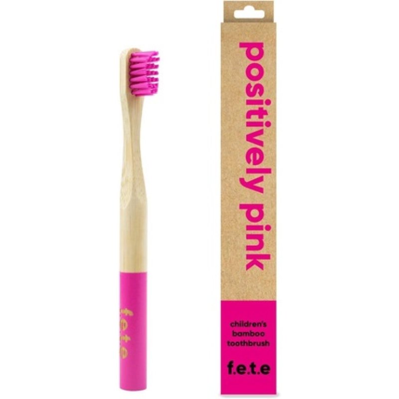 f.e.t.e Positively Pink Children's Bamboo Toothbrush Biodegradable Compostable Handle Recyclable Soft Bristles