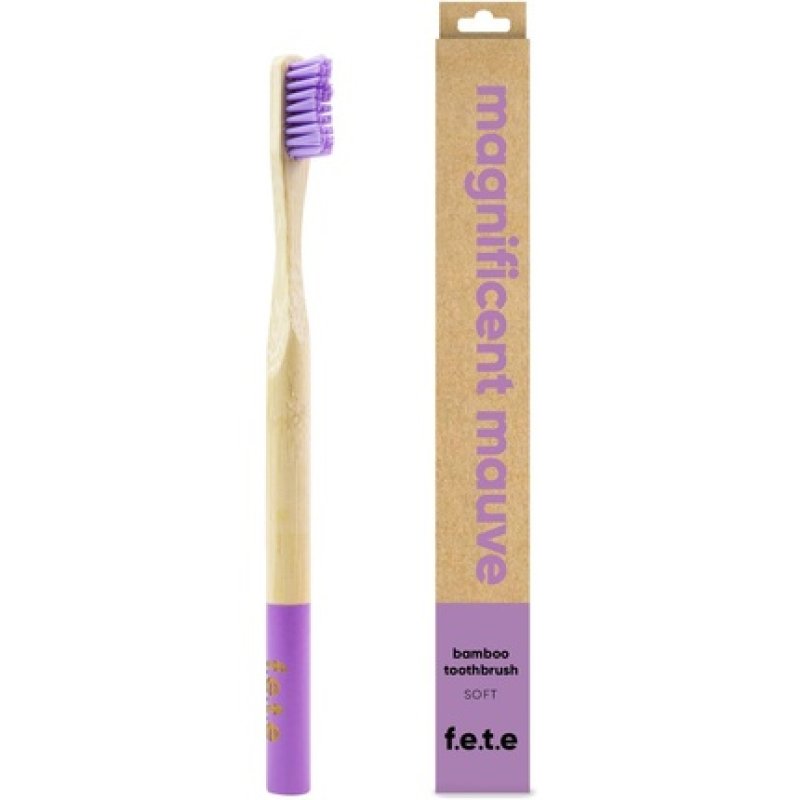 f.e.t.e Magnificent Mauve Bamboo Toothbrush Biodegradable Compostable Handle Recyclable Soft Bristles Sustainable Vegan